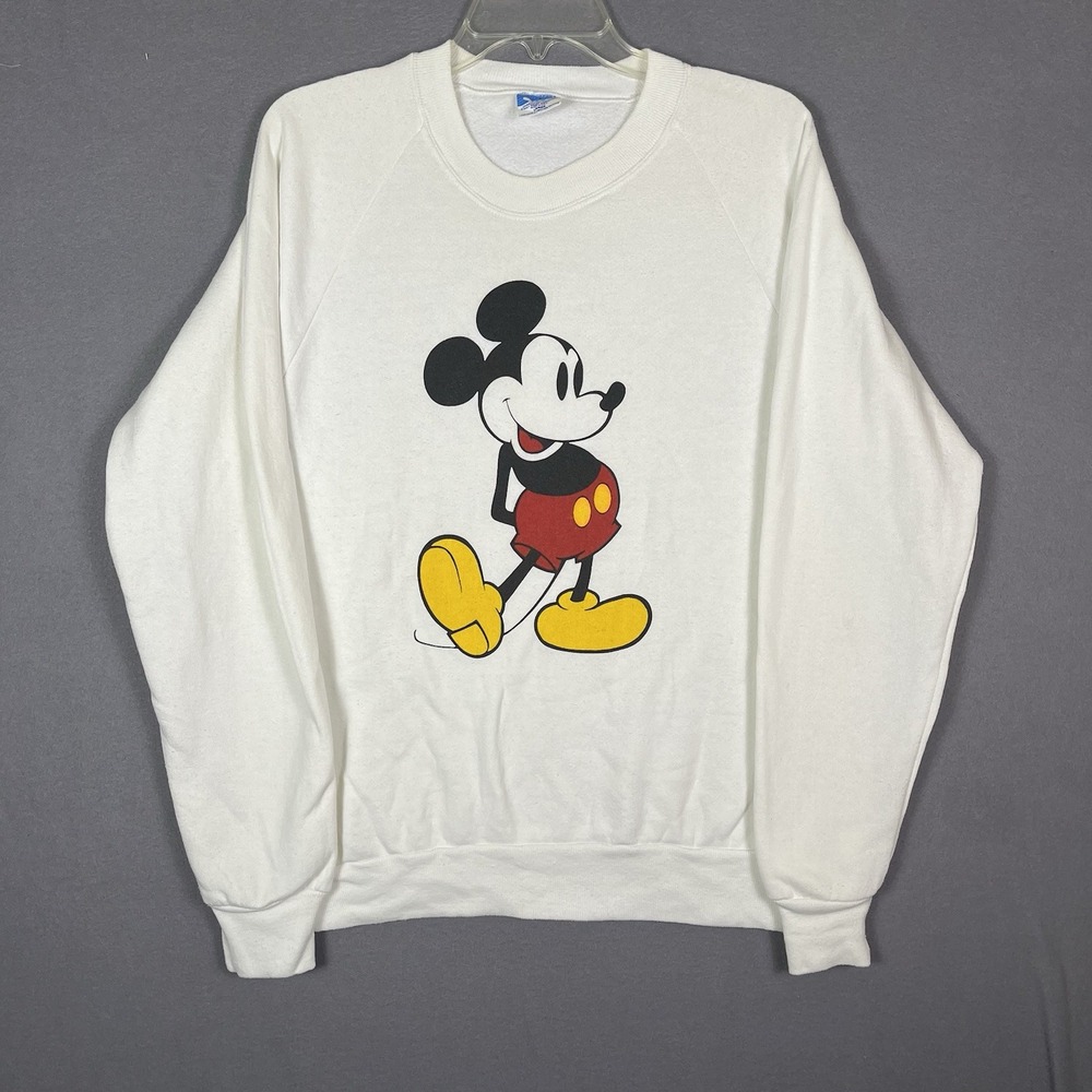 Vintage Disney Mickey Mouse Sweatshirt Sz Large Crewneck Made USA 80s Cartoon